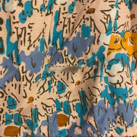 Sea Biarritz Floral Smocked Ruffle Cap Sleeve Tiered Midi Dress Orange Sz 8 - Picture 9 of 13